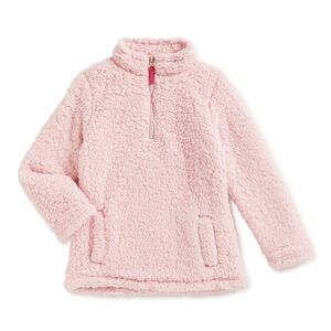 Kids Cozy Pink Sherpa Quarter Zip Pullover